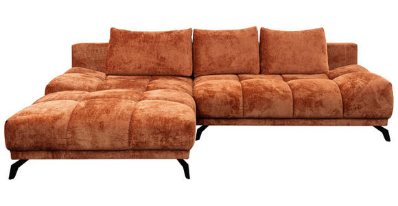ECKSOFA  in Chenille Rostfarben  182/290 cm  - Rostfarben/Schwarz, MODERN, Textil/Metall (182/290cm) - Hom`in