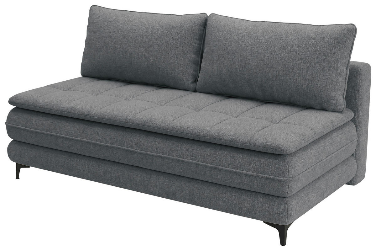 SCHLAFSOFA Chenille Grau Querschläfer  inkl. Bettkasten, Schlaffunktion, Topper  - Schwarz/Grau, Design, Textil/Metall (200/95/92cm) - Stylife