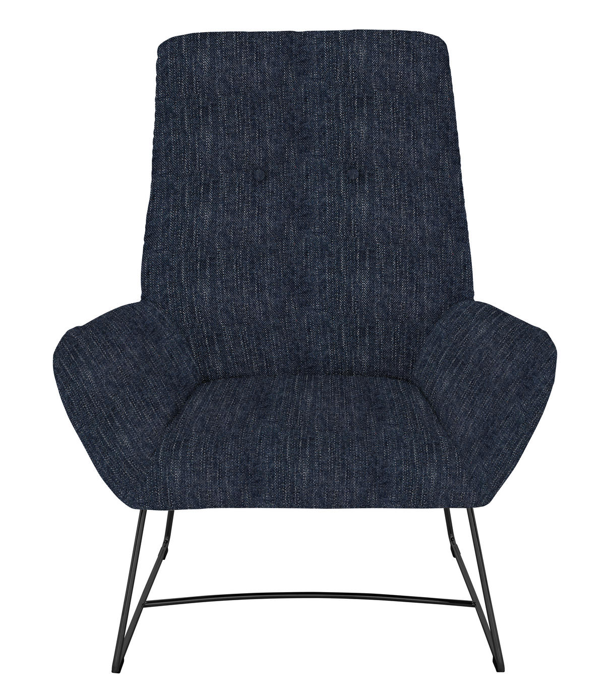 SESSEL in Flachgewebe Dunkelblau  - Schwarz/Dunkelblau, Design, Textil/Metall (82/102/81cm) - Pure Home Lifestyle