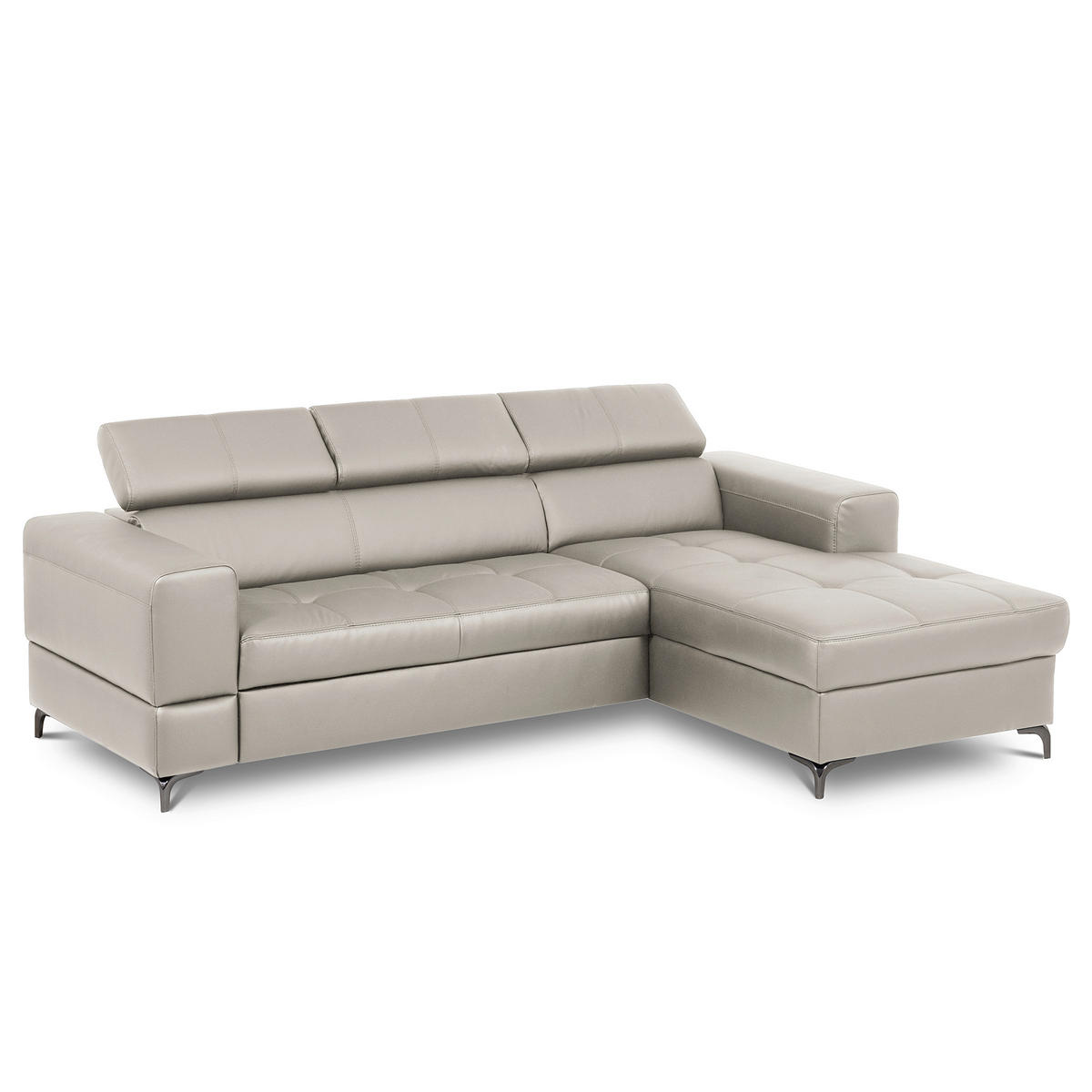 ECKSOFA  in Lederlook Echtleder Platinfarben  - Platinfarben/Schwarz, Design, Leder/Textil (247/173cm) - Livetastic