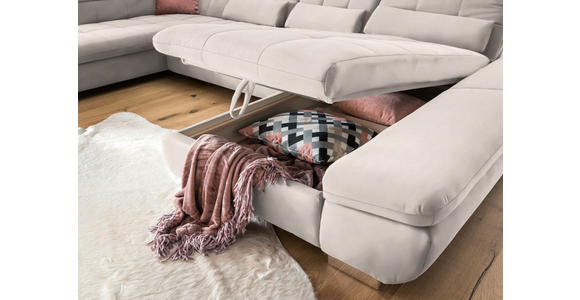 WOHNLANDSCHAFT  in Mikrofaser Ecru  - Chromfarben/Ecru, Design, Kunststoff/Textil (211/350/204cm) - Xora