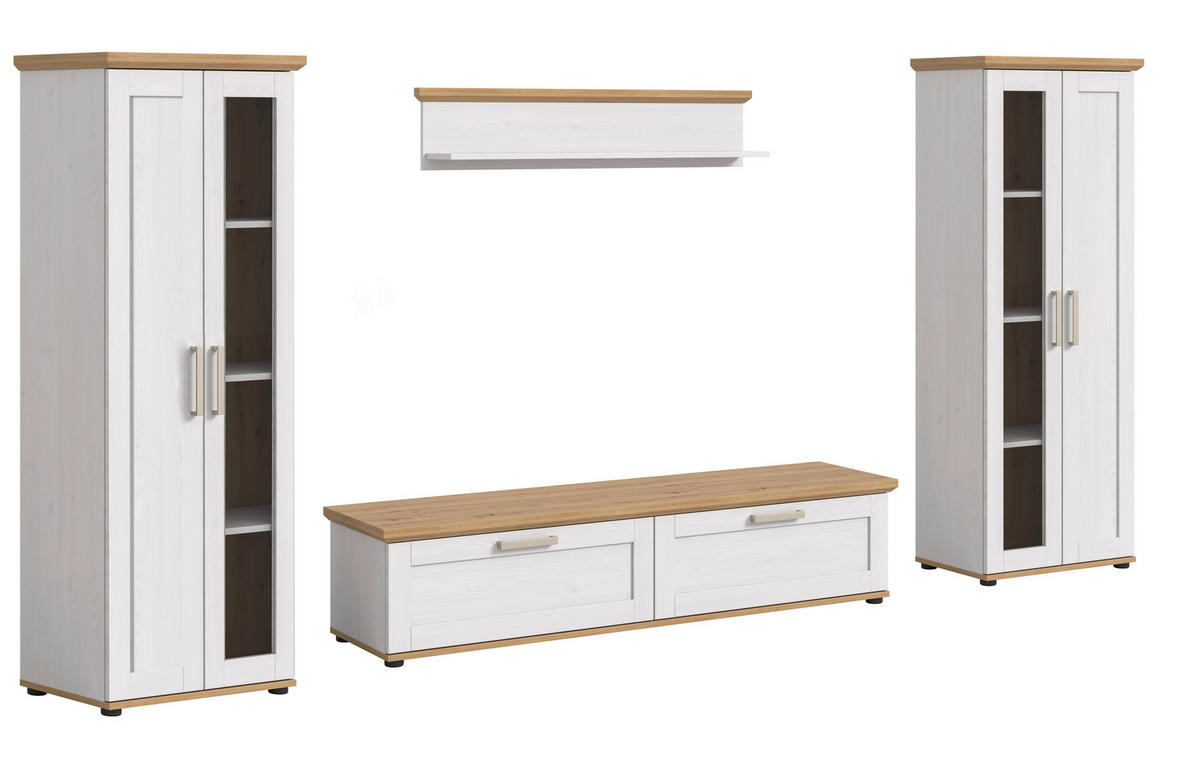 WOHNWAND 4-teilig  in Lärchefarben, Eiche Artisan  316/161/40 cm  - Silberfarben/Lärchefarben, Design, Holzwerkstoff/Kunststoff (316/161/40cm) - Livetastic