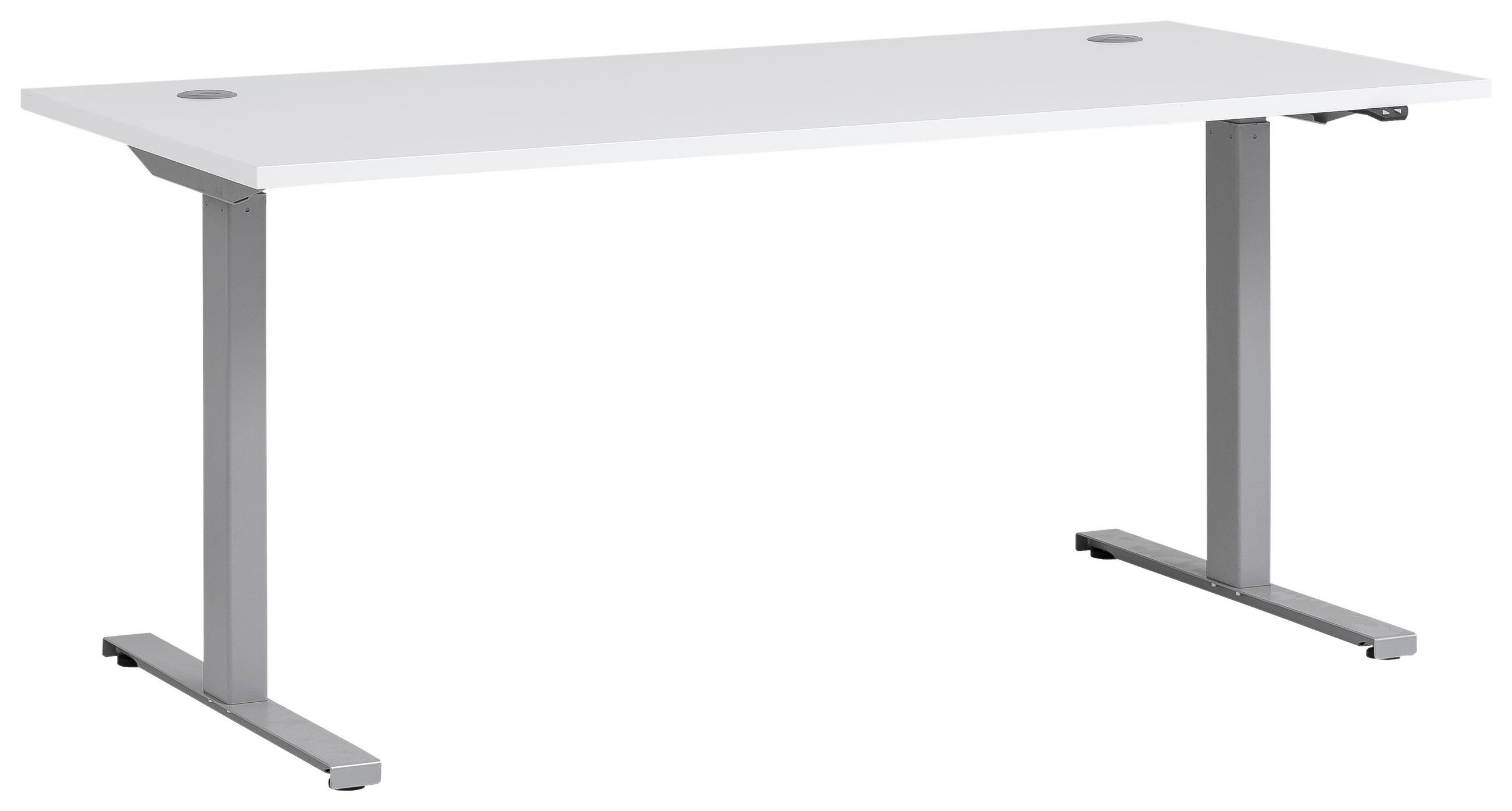 SCHREIBTISCH 160/75/70,5(117) cm Weiß höhenverstellbar elektrisch höhenverstellbar  - Silberfarben/Weiß, KONVENTIONELL, Holzwerkstoff/Metall (160/75/70,5(117)cm) - MID.YOU