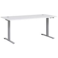 SCHREIBTISCH 160/75/70,5(117) cm Weiß höhenverstellbar elektrisch höhenverstellbar  - Silberfarben/Weiß, KONVENTIONELL, Holzwerkstoff/Metall (160/75/70,5(117)cm) - MID.YOU