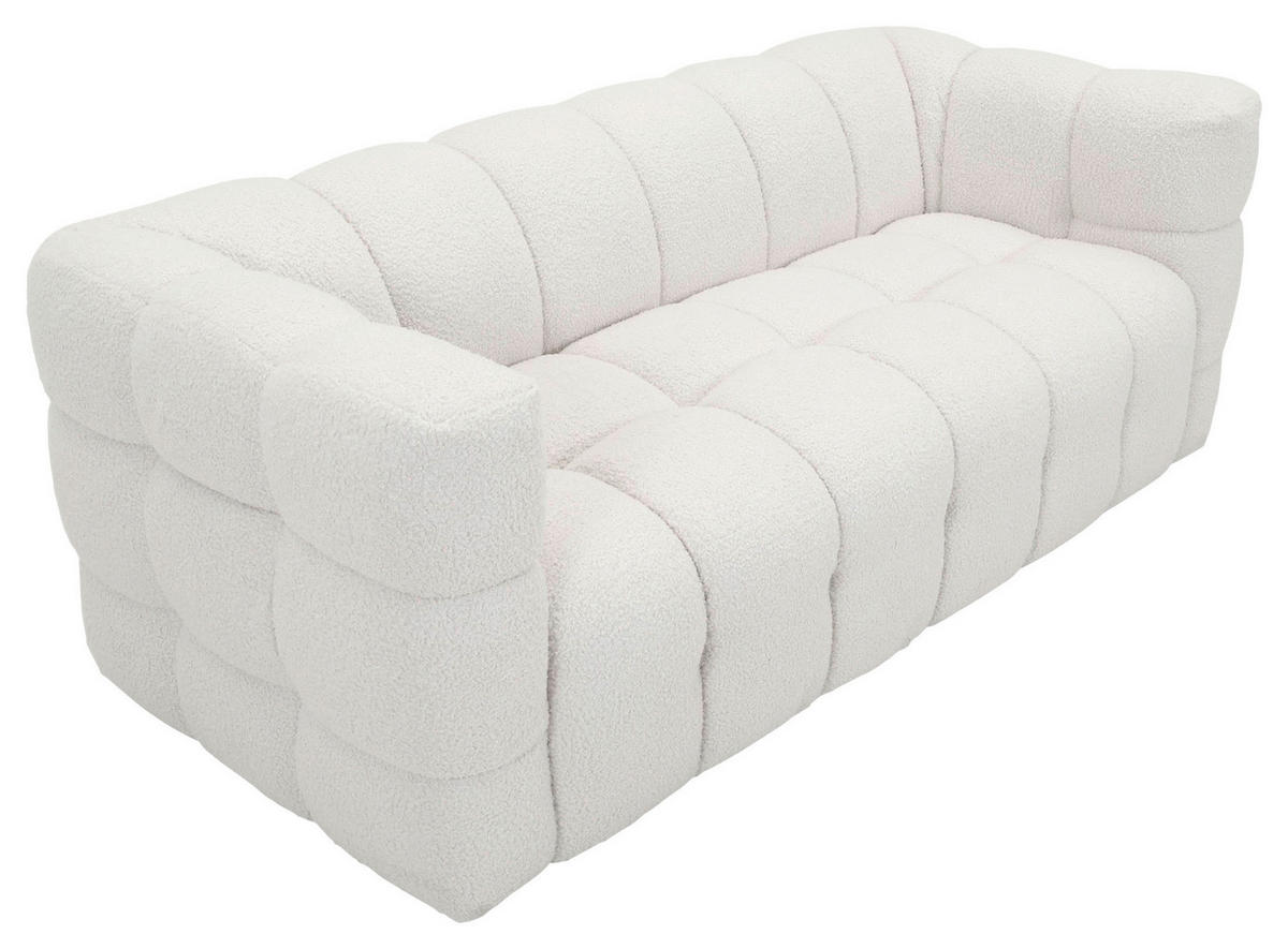 SOFA in Flachgewebe Weiss  - Weiss/Schwarz, Trend, Kunststoff/Textil (177/67/86cm)