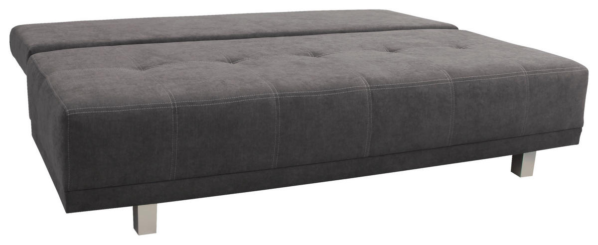 SCHLAFSOFA in Samt Graubraun  - Chromfarben/Graubraun, Design, Kunststoff/Textil (194/77/89cm) - MID.YOU