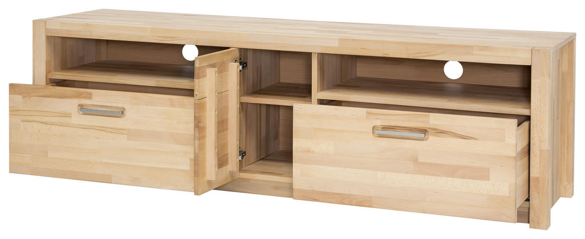 TV-ELEMENT Kernbuche massiv Buchefarben  - Buchefarben/Alufarben, Design, Holz/Metall (185/58/50cm) - MID.YOU