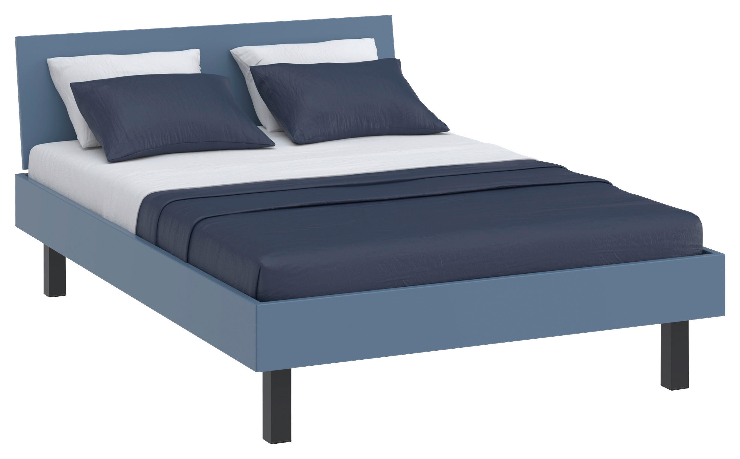 BETT 140/200 cm  in Blau  - Blau/Schwarz, Design, Holzwerkstoff/Metall (140/200cm) - Xora