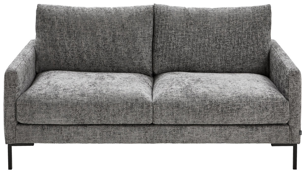 2,5-SITZER  in Webstoff Grau  - Schwarz/Grau, KONVENTIONELL, Textil/Metall (176/78/90cm) - Hom`in