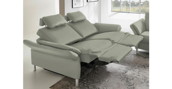 3-SITZER-SOFA Latina in Echtleder Hellgrau   - Hellgrau/Alufarben, Design, Leder/Metall (190/82/99cm) - Dieter Knoll
