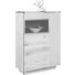 HIGHBOARD Wildeiche furniert, mehrschichtige Massivholzplatte (Tischlerplatte) geölt Eichefarben, Schlammfarben - Schlammfarben/Eichefarben, Design, Glas/Holz (96/42/138cm) - Voglauer