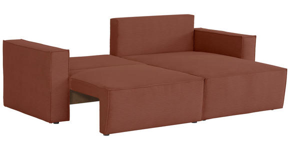 ECKSOFA Rostfarben Feincord  - Rostfarben/Schwarz, KONVENTIONELL, Kunststoff/Textil (242/151cm) - Carryhome
