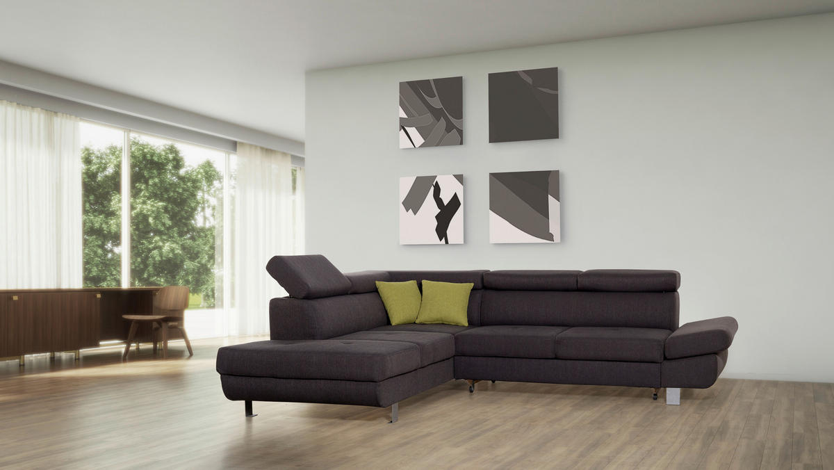 UGAONA GARNITURA antracit  - boja hroma/zelena, Dizajnerski, tekstil/metal (229/270cm) - Xora
