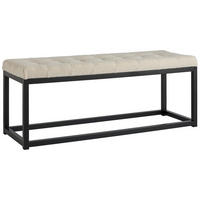 DLHÁ TABURETKA, kov, textil, kompozitné drevo, 120/45/42 cm - čierna/biela, Design, kov/kompozitné drevo (120/45/42cm) - MID.YOU