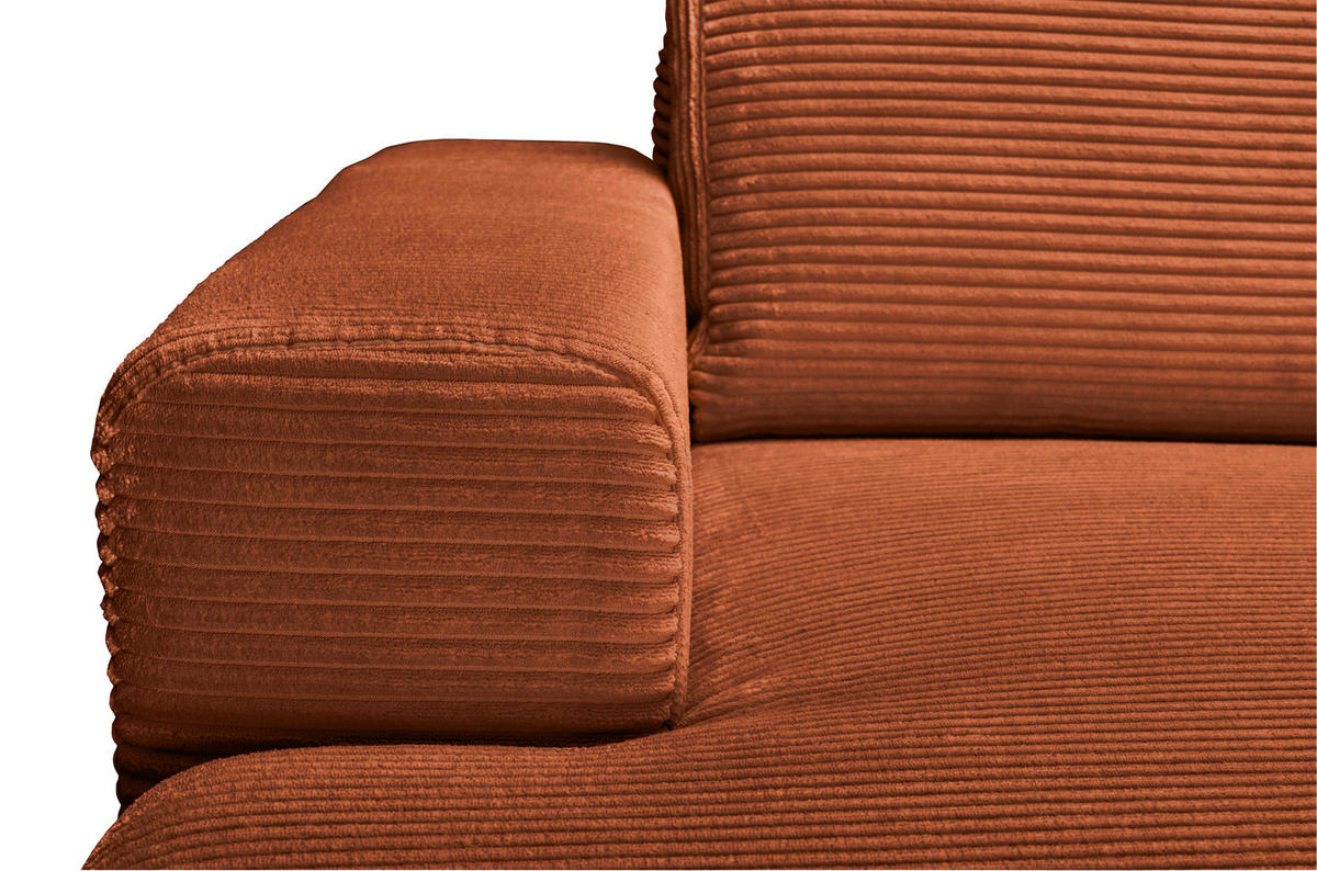 ECKSOFA Rostfarben Cord  - Rostfarben/Schwarz, KONVENTIONELL, Textil/Metall (150/240cm) - Carryhome