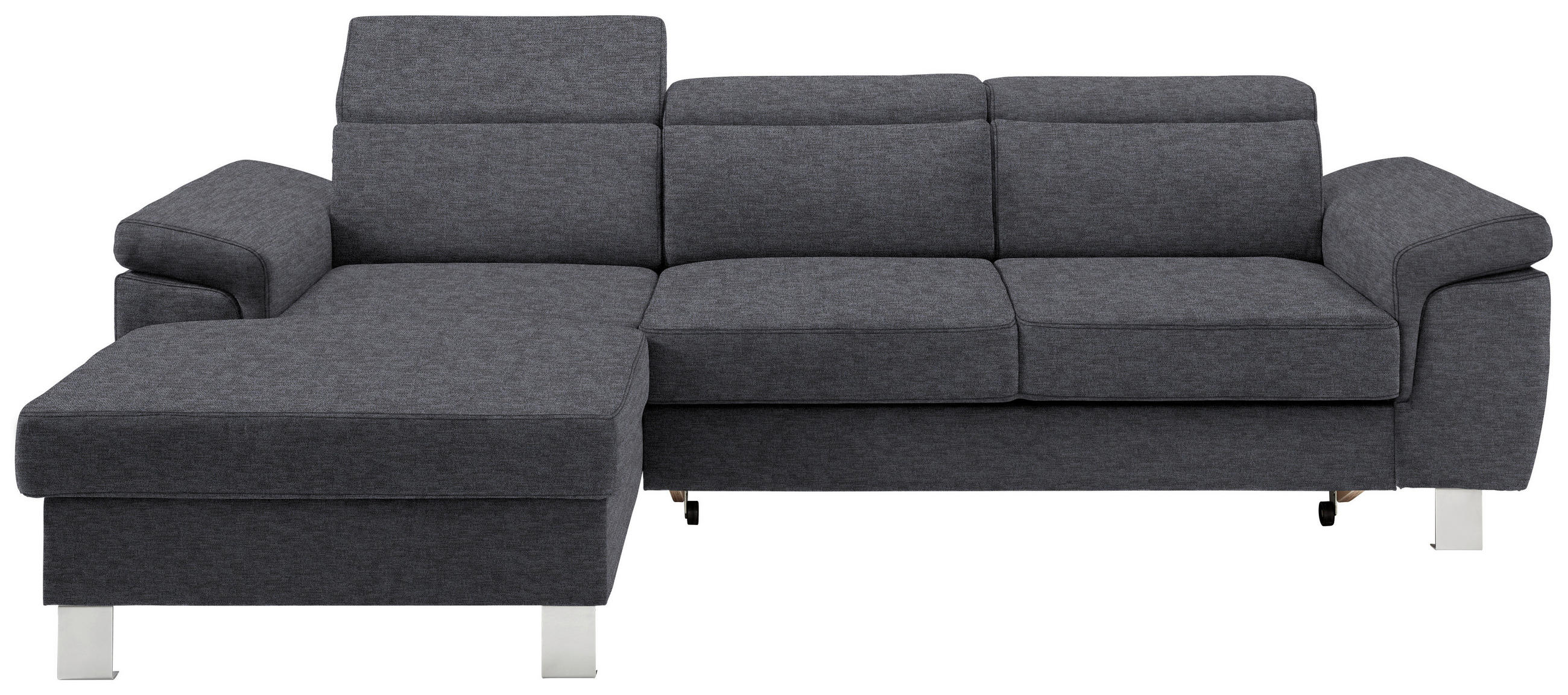 ECKSOFA in Webstoff Grau - Silberfarben/Grau, Design, Textil/Metall (167/250cm) - Xora