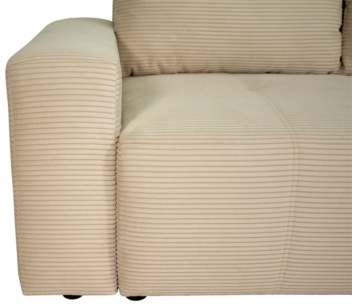 ECKSOFA in Cord Beige  - Beige/Schwarz, Design, Kunststoff/Textil (248/146cm) - MID.YOU