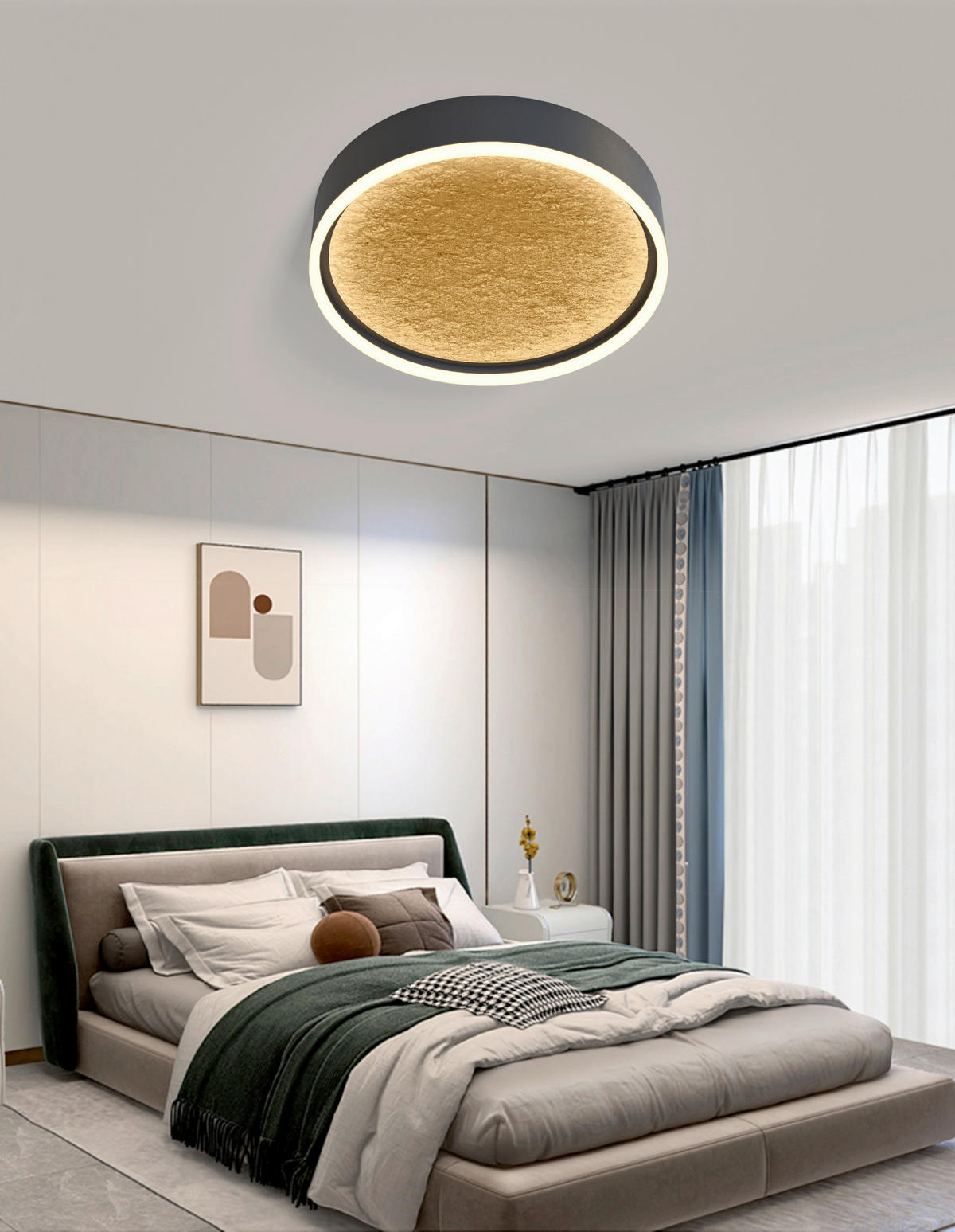 LED-DECKENLEUCHTE  40/7 cm    - Goldfarben/Schwarz, Design, Kunststoff/Metall (40/7cm) - Wofi