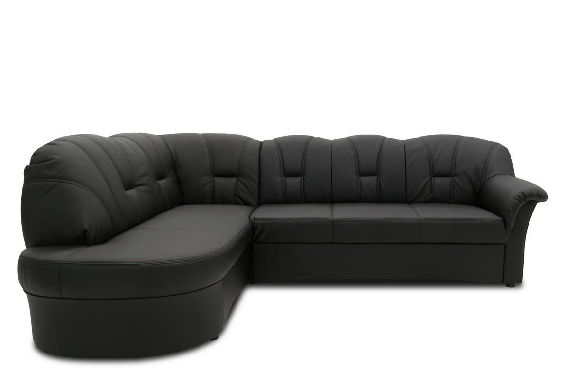 ECKSOFA in Lederlook Schwarz  180/243 cm  - Schwarz, KONVENTIONELL, Kunststoff/Textil (180/243cm) - MID.YOU
