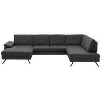 WOHNLANDSCHAFT in Lederlook, Mikrofaser Grau  - Schwarz/Grau, Design, Textil/Metall (179/343/220cm) - Beldomo System
