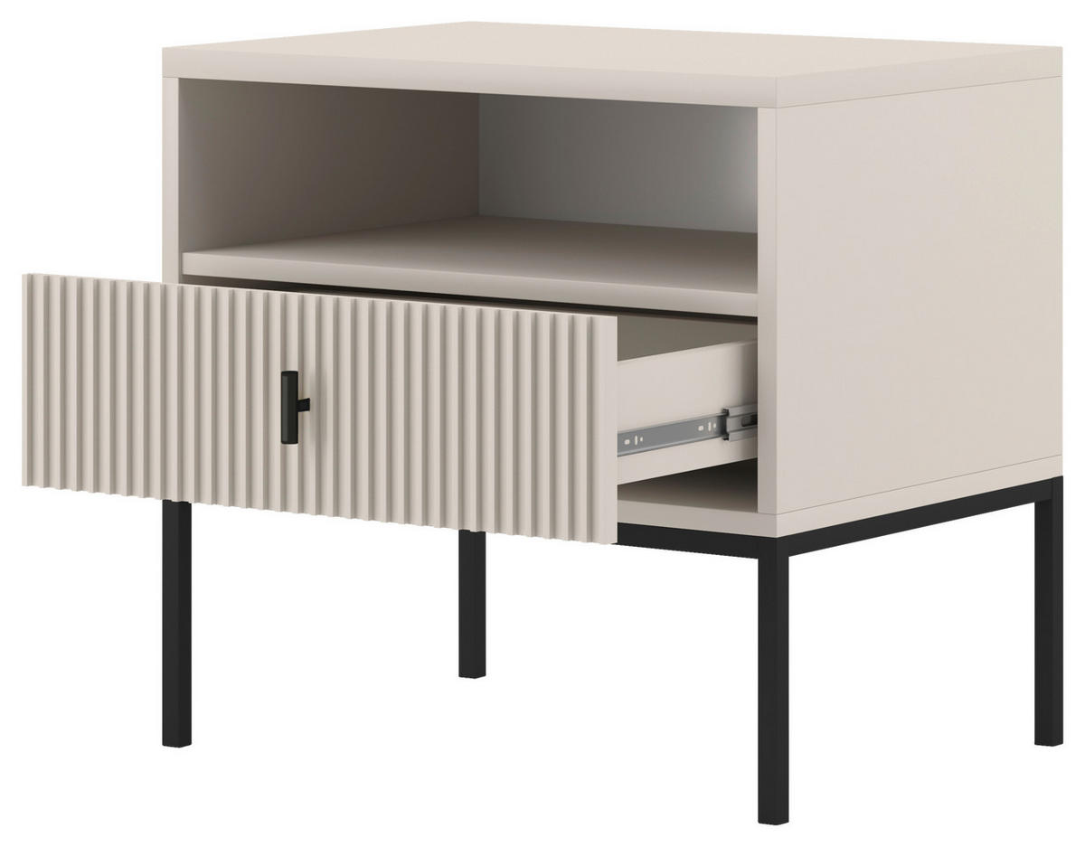 NACHTSCHRANK 53,9/52,4/39 cm  - Kaschmir/Schwarz, Design, Holzwerkstoff/Metall (53,9/52,4/39cm) - Boxxx