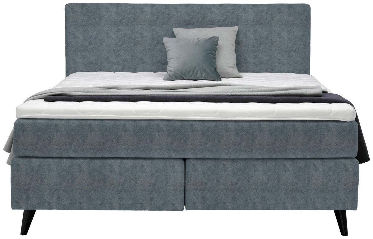 BOXSPRINGBETT 160/200 cm  in Dunkelgrau  - Dunkelgrau/Schwarz, Konventionell, Holz/Textil (160/200cm) - Voleo