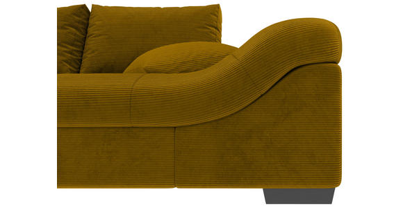 ECKSOFA Currygelb Cord - Currygelb/Schwarz, KONVENTIONELL, Holz/Textil (202/298cm) - Carryhome