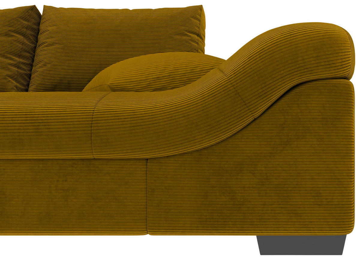ECKSOFA in Cord Currygelb  - Currygelb/Schwarz, Konventionell, Holz/Textil (202/298cm) - MID.YOU