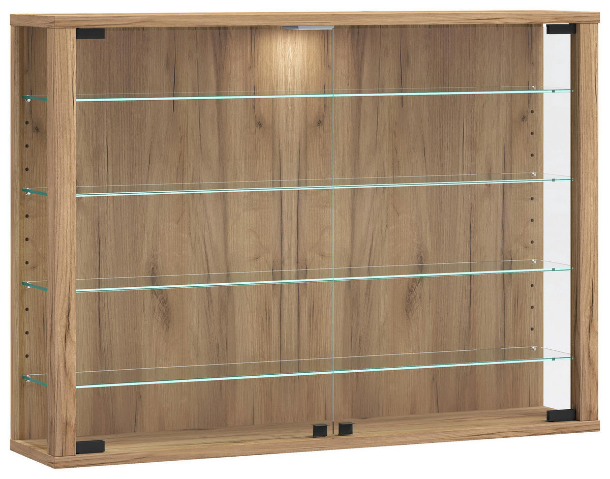 VÄGGHÄNGT VITRINSKÅP i honungsek   - honungsek, Design, trämaterial/glas (83/60/18cm) - MID.YOU