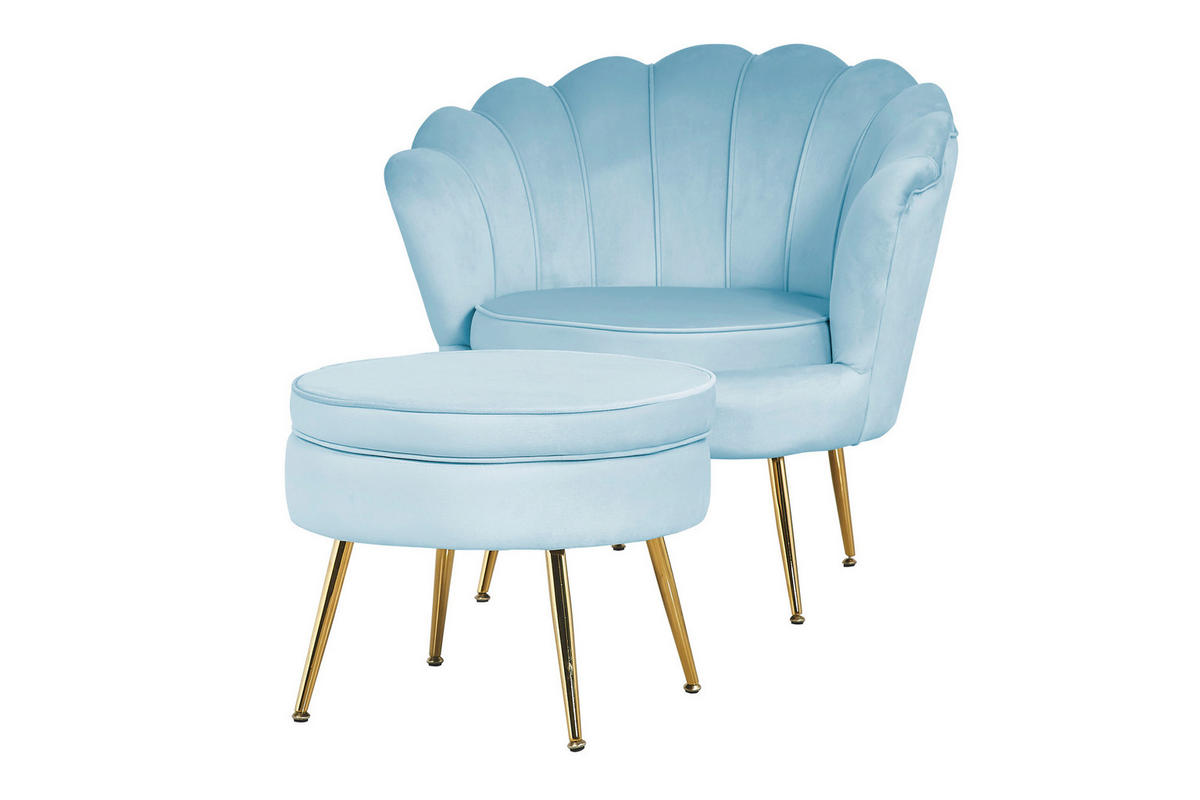 SESSEL in Samt Hellgrau  - Goldfarben/Hellgrau, MODERN, Textil/Metall (76/78/76cm) - Livetastic