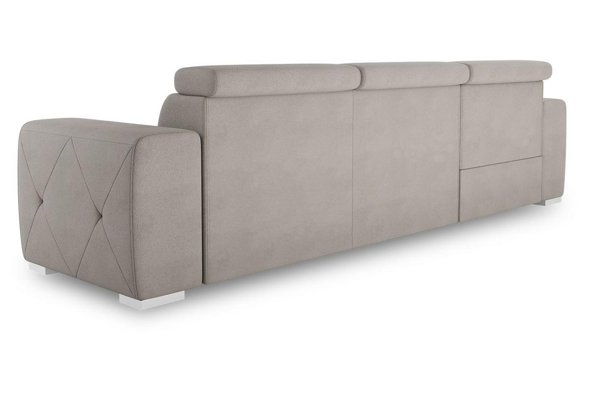 ECKSCHLAFSOFA Creme Velours  - Silberfarben/Creme, Design, Textil (195/296cm) - MID.YOU