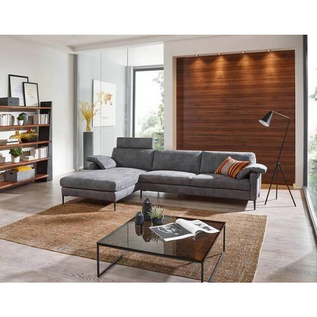 Thumbnail - Chilliano Ecksofa, Grau, Textil, 3-Sitzer, Ottomane links, nicht einzeln stellbar, L-Form, 296x176 cm, Goldenes M, Emas,...