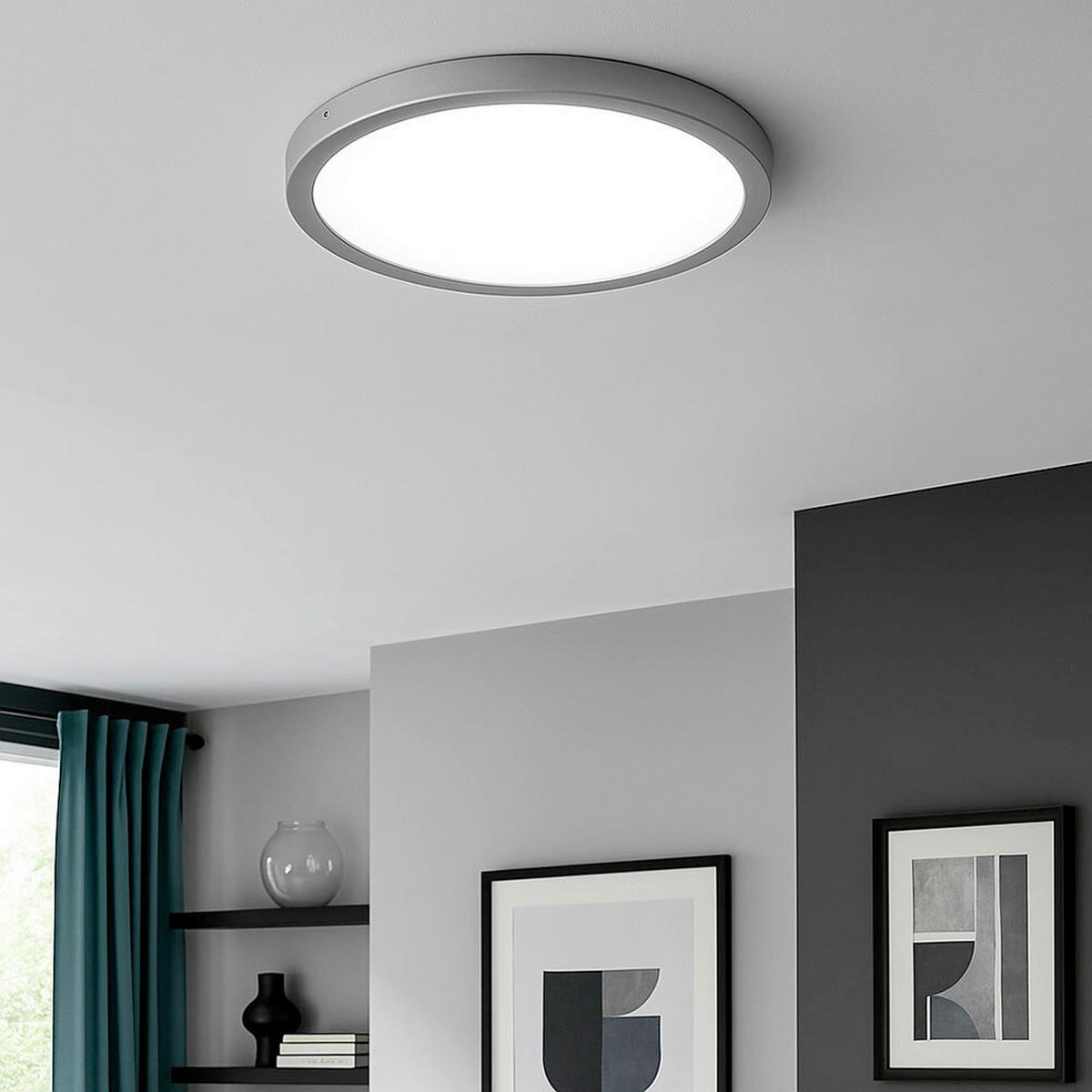 AUFBAULEUCHTE 40/3,5 cm   - Chromfarben/Weiß, Design, Kunststoff/Metall (40/3,5cm) - Globo