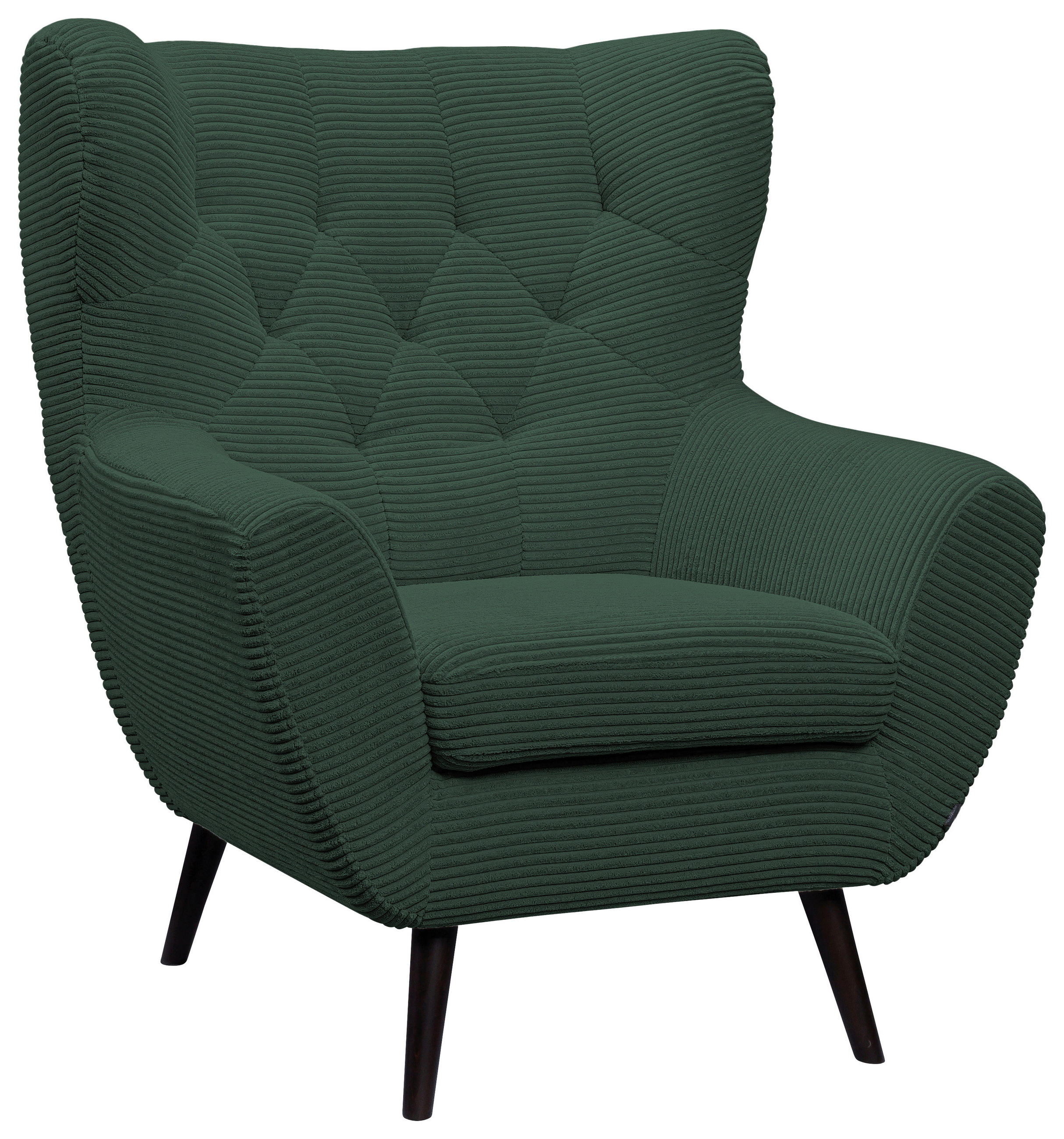 SESSEL in Cord Grün  - Schwarz/Grün, Design, Holz/Textil (87/101/95cm) - Stylife