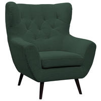 SESSEL Cord Grün    - Schwarz/Grün, Design, Holz/Textil (87/101/95cm) - Stylife