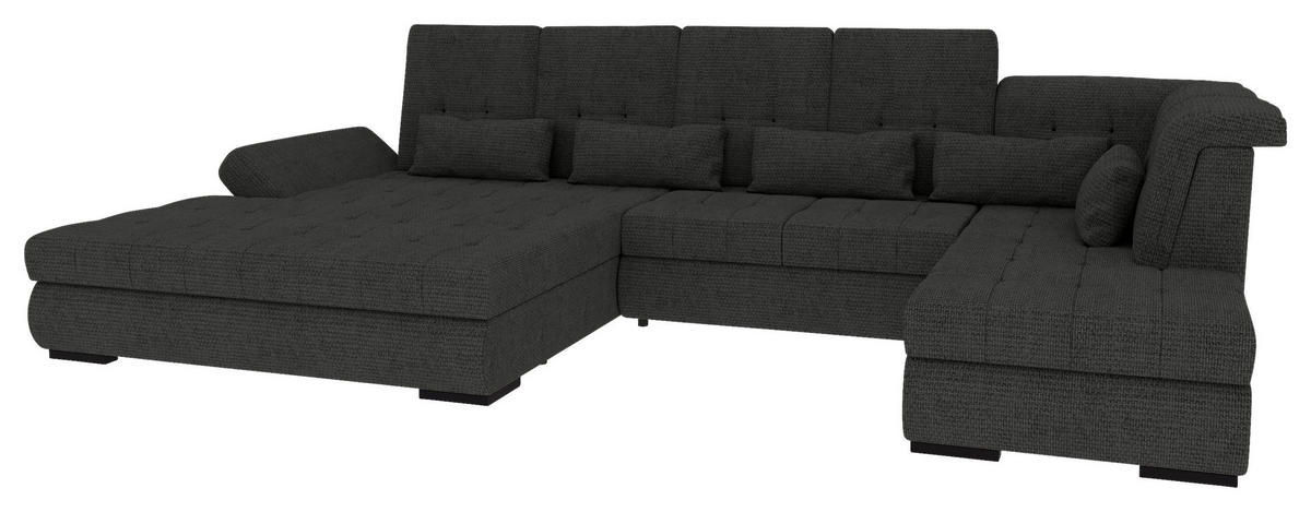 WOHNLANDSCHAFT Graphitfarben Struktur  - Schwarz/Graphitfarben, KONVENTIONELL, Kunststoff/Textil (212/358/222cm) - Carryhome