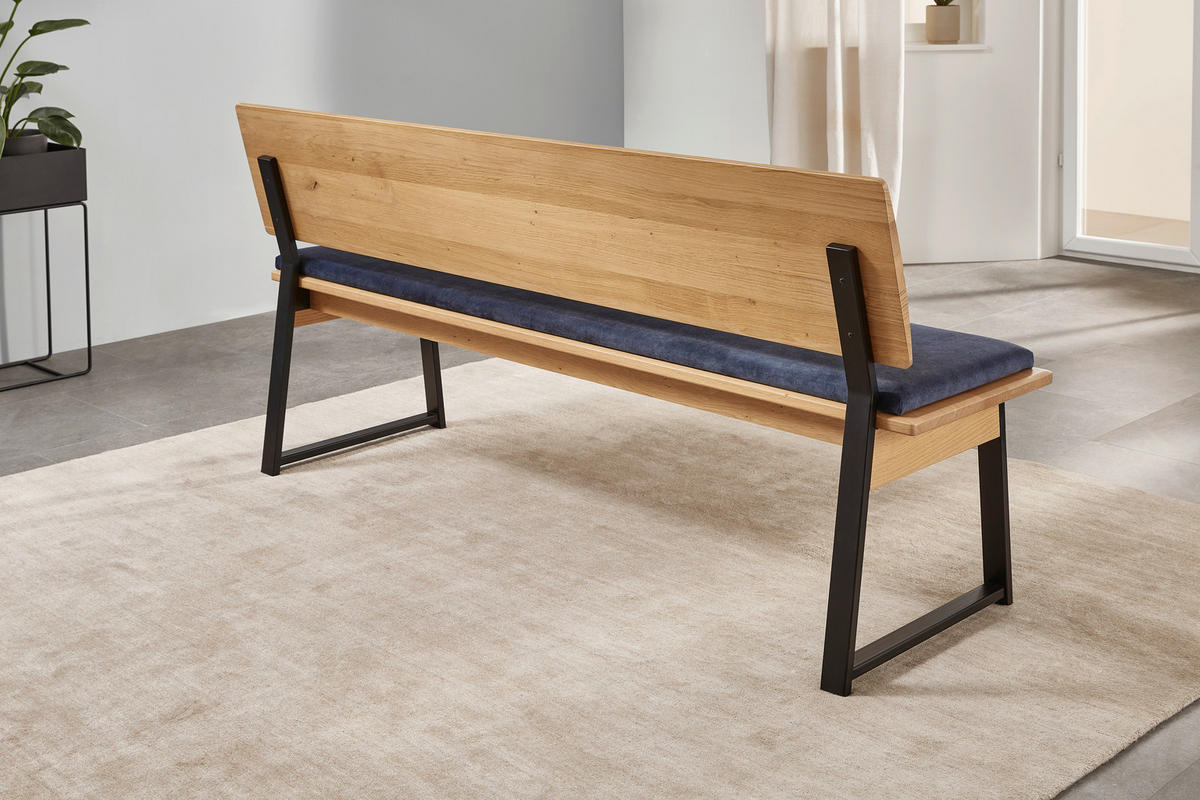 SITZBANK 180/85/56 cm  in Blau, Schwarz, Wildeiche  - Blau/Wildeiche, KONVENTIONELL, Holz/Textil (180/85/56cm) - Valnatura