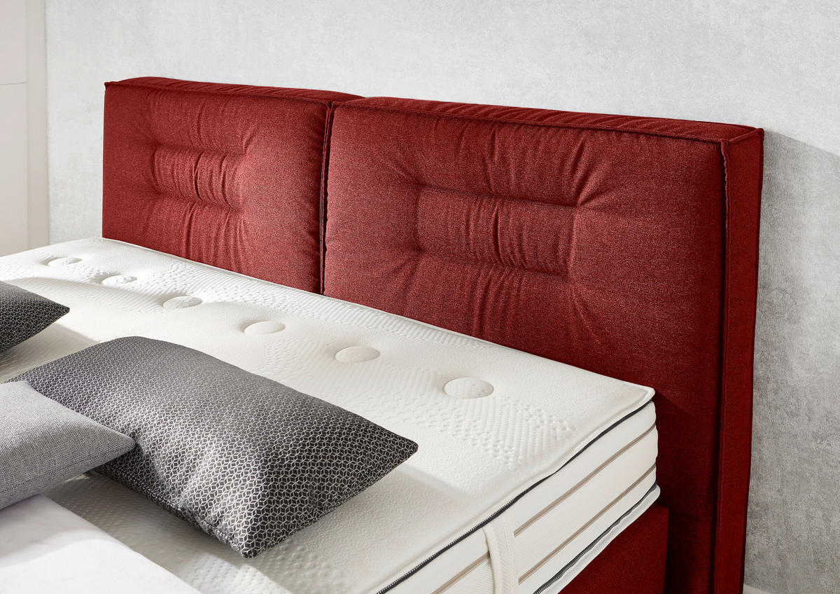 BOXSPRINGBETT 180/200 cm  in Rot  - Chromfarben/Rot, Konventionell, Textil (180/200cm) - Dieter Knoll