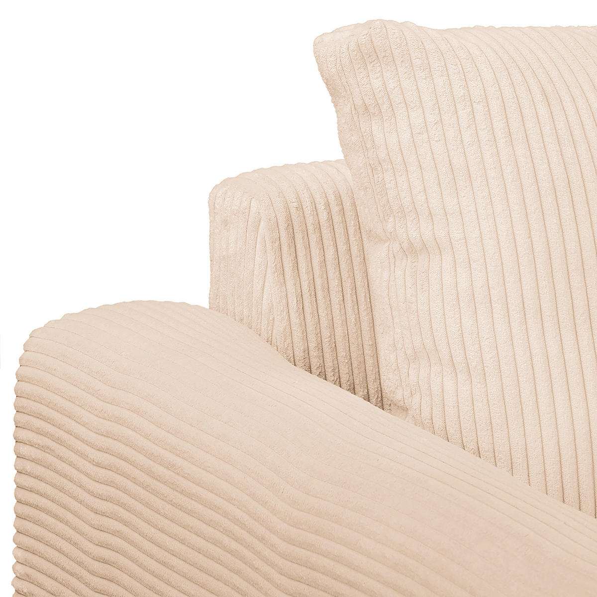 ECKSOFA inkl. Hocker Ariella in Cord Creme  231/161 cm  - Creme/Naturfarben, Design, Holz/Textil (231/161cm) - Livetastic