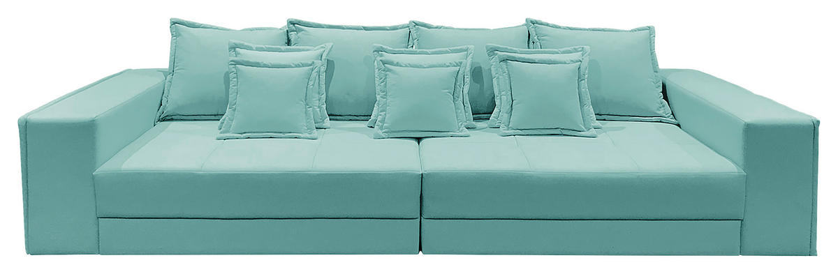 BIGSOFA in Textilgeflecht Hellblau  - Schwarz/Hellblau, Design, Kunststoff/Textil (289/85/110cm) - Livetastic