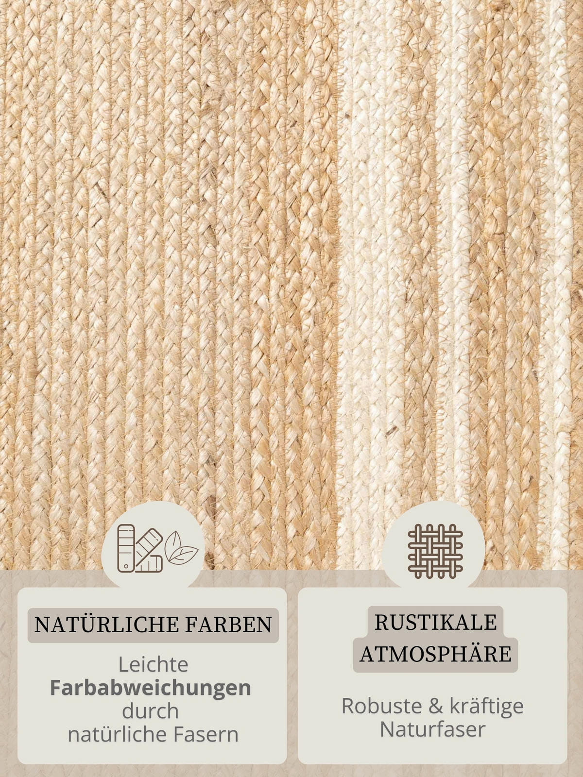 JUTETEPPICH 80/150 cm Jutta Weiß, Goldbraun  - Goldbraun/Weiß, Basics, Textil (80/150cm) - Hanse Home