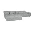 ECKSOFA  in Velours Hellgrau  213/317 cm  - Hellgrau/Schwarz, Design, Kunststoff/Textil (213/317cm) - Hom`in