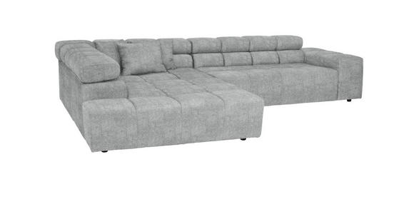 ECKSOFA  in Velours Hellgrau  213/317 cm  - Hellgrau/Schwarz, Design, Kunststoff/Textil (213/317cm) - Hom`in