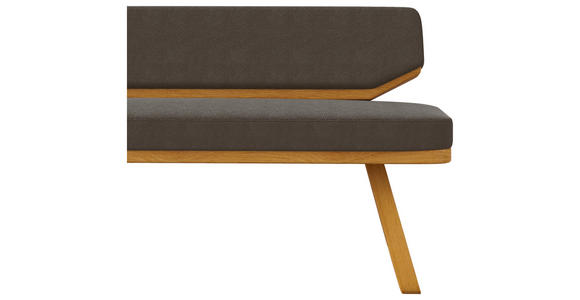 SITZBANK 190/80/52 cm Flachgewebe Graubraun, Eichefarben Eiche massiv  - Eichefarben/Graubraun, Basics, Holz/Textil (190/80/52cm) - Carryhome