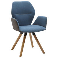 ARMLEHNSTUHL in Holz, Textil Anthrazit, Blau  - Wildeiche/Blau, Design, Holz/Textil (62/91/59cm) - Valnatura