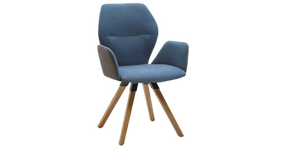 ARMLEHNSTUHL in Holz, Textil Anthrazit, Blau  - Wildeiche/Blau, Design, Holz/Textil (62/91/59cm) - Valnatura