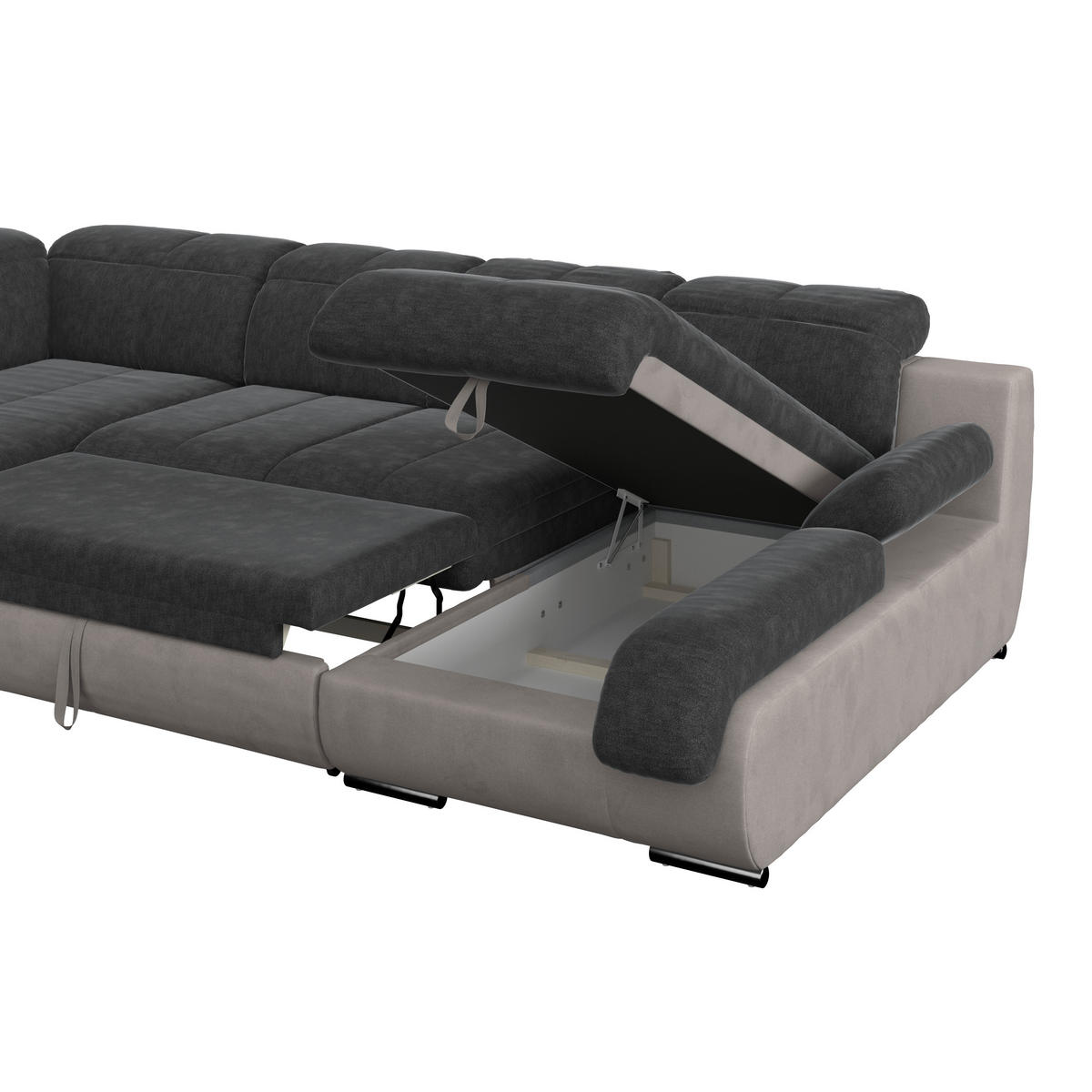 WOHNLANDSCHAFT in Webstoff Anthrazit, Grau  - Chromfarben/Anthrazit, Modern, Textil/Metall (228/345/184cm) - MID.YOU