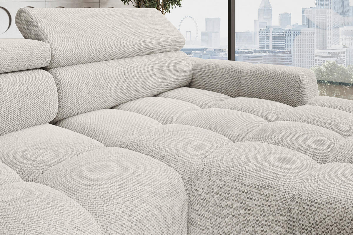HÖRNSOFFA i vävt tyg greige  - greige/svart, Trend, textil/plast (285/168cm) - Livetastic