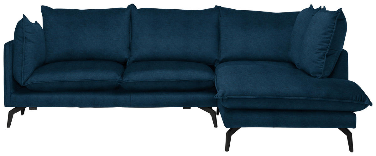 ECKSOFA Dunkelblau Samt  - Schwarz/Dunkelblau, Design, Textil/Metall (241/200cm) - Carryhome