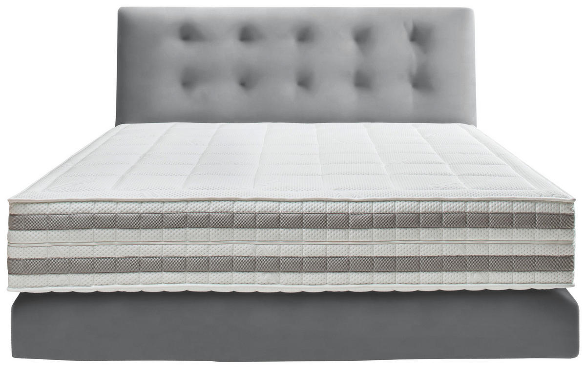 BOXSPRINGBETT 200/200 cm  in Grau  - Grau, KONVENTIONELL, Holz/Textil (200/200cm) - Dieter Knoll